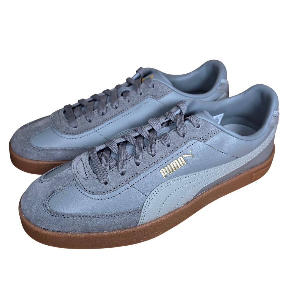 Puma Club II Era Gray Gold Soft Foam Leather New in Box Sneakers Shoes Mens 9.5